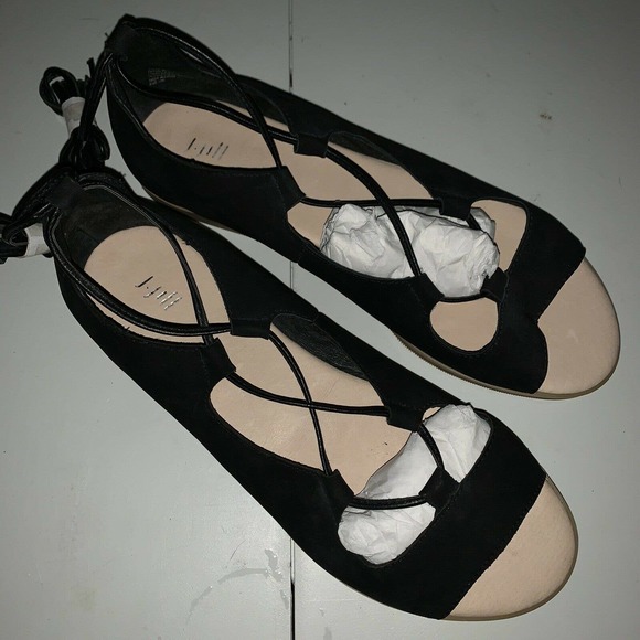J.jill Sandal Black Ballet Style Lace Up Suede - Picture 5 of 9
